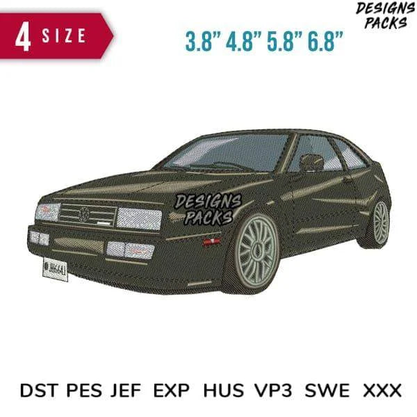 Car Black C Embroidery Design 3.8" 4.8" 5.8" 6.8"
