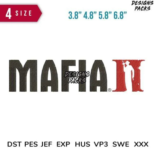 Mafia Embroidery Design 3.8" 4.8" 5.8" 6.8"