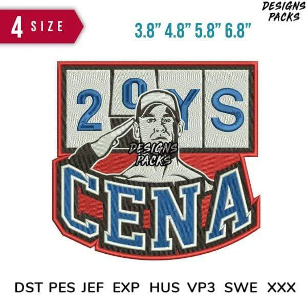 Cena Embroidery Design 3.8" 4.8" 5.8" 6.8"