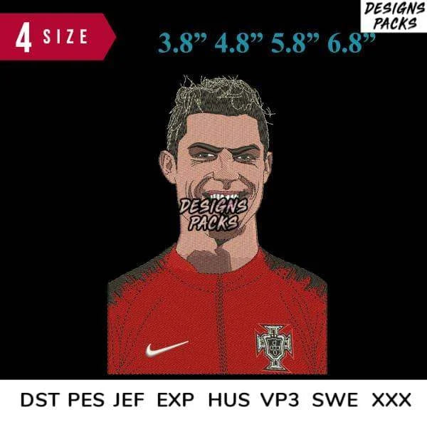 Cristiano Ronaldo Potrait Embroidery Design 3.8" 4.8" 5.8" 6.8"