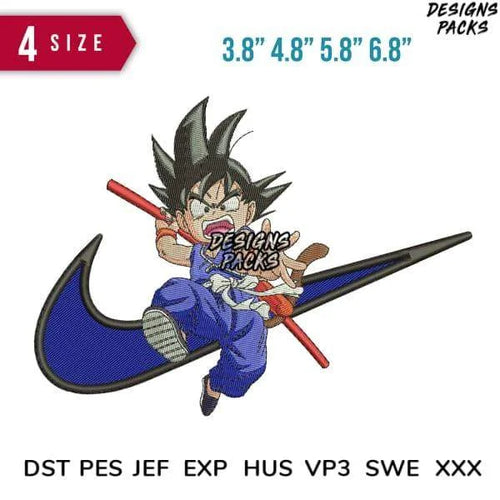 Swoosh goku Jump Embroidery Design Multi Sizes
