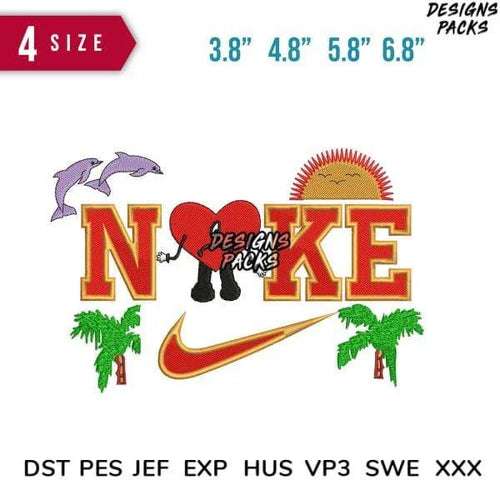 Swoosh Bad Bunny Embroidery Design 3.8