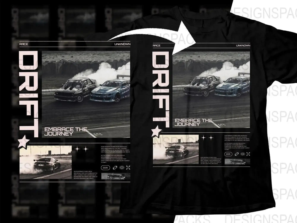 Embrace the Journey Race Cars Drift Graphic Png Digital Download