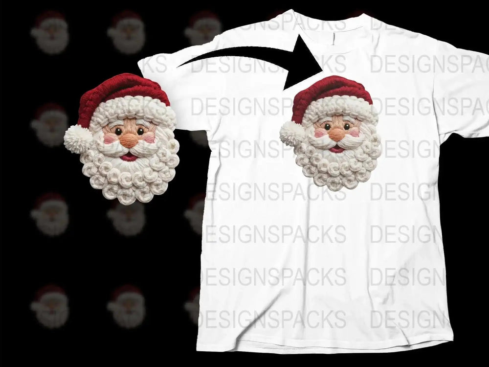 Christmas Santa Claus Face T-Shirt, Festive Holiday Graphic Tee, Unisex Adult Christmas Apparel