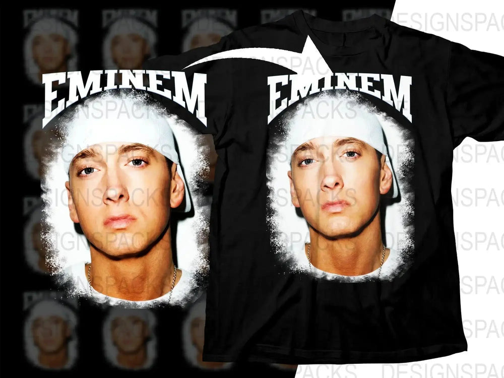 Eminem Portrait Design Graphic Tee Black Png Digital Download