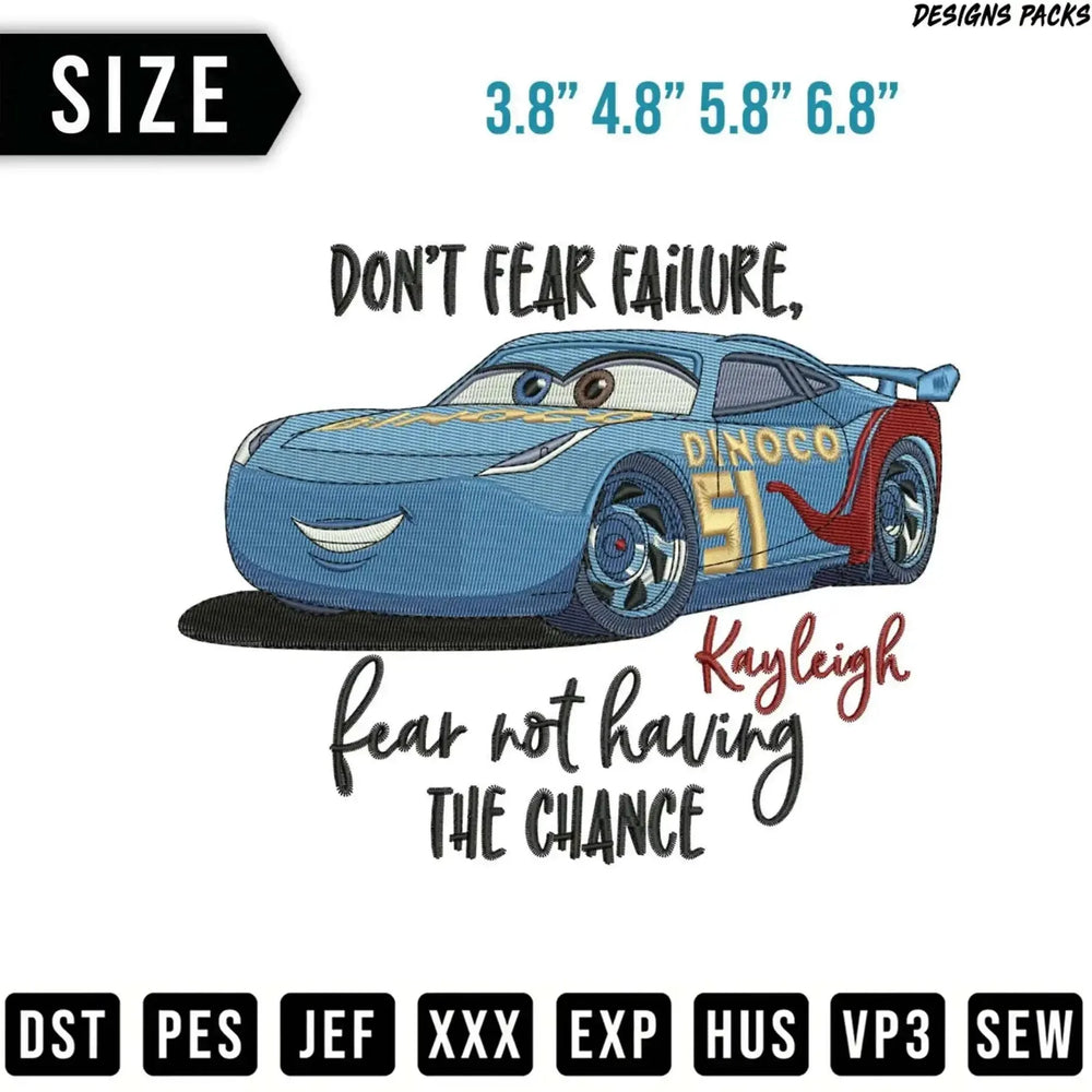 Empowerment Race Car Custom Digital Embroidery Design