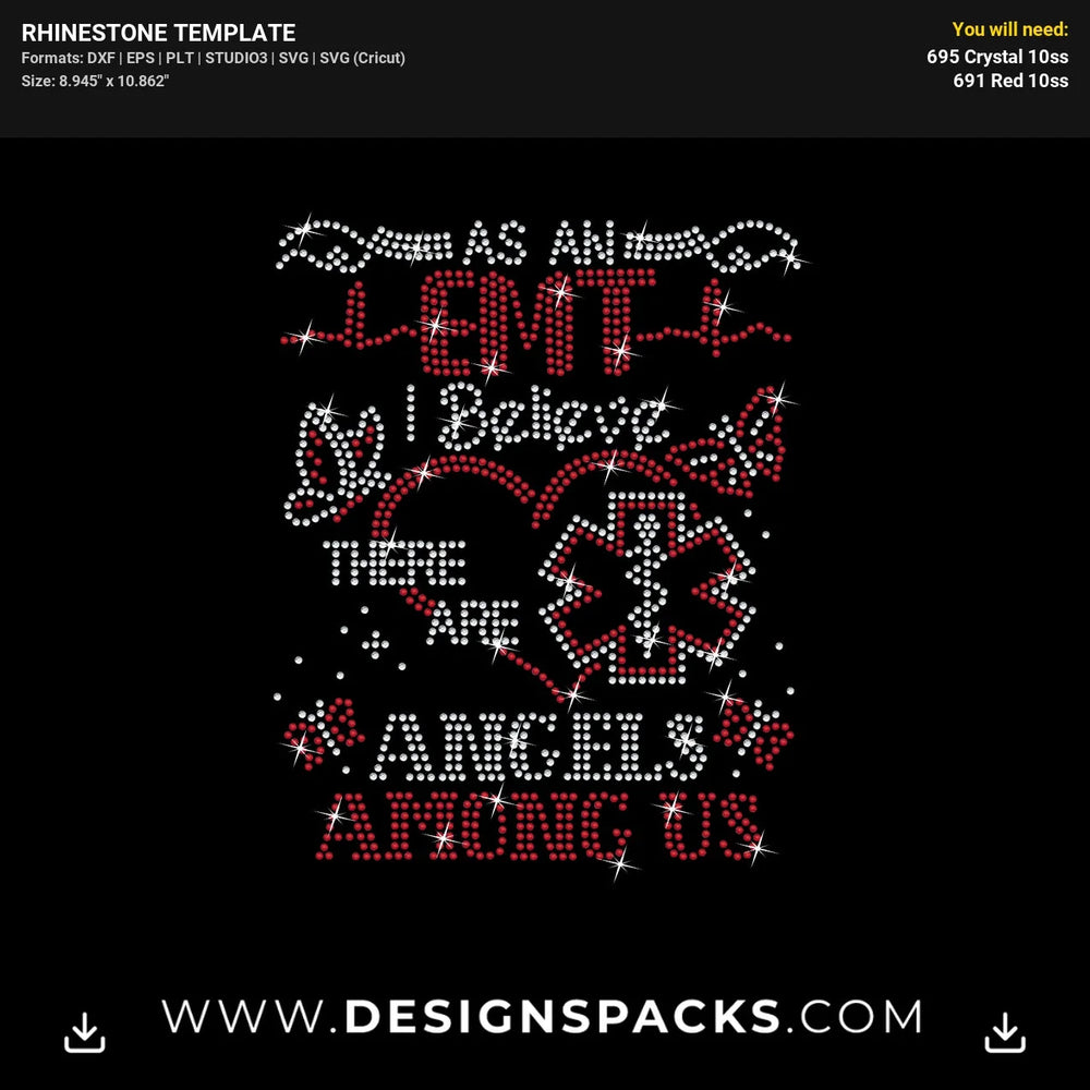 Emt Angels Rhinestone Digital Template