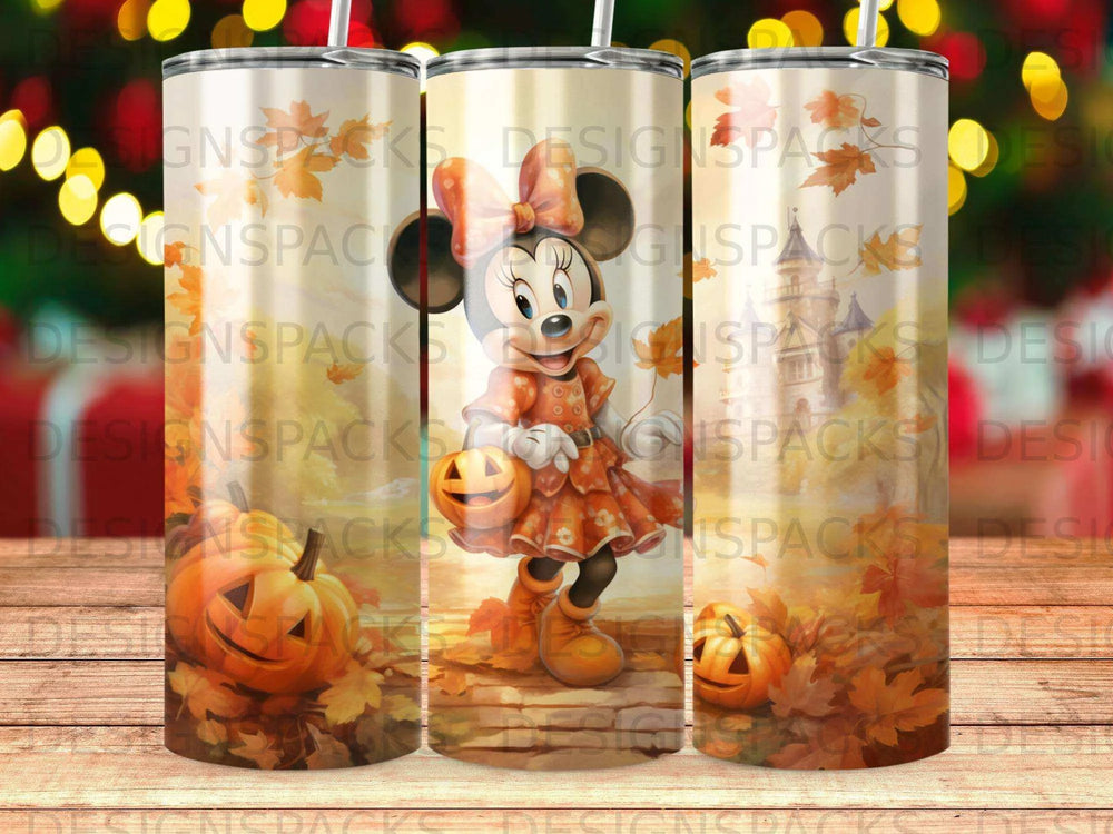 Enchanted Autumn Minnie Tumbler Digital Wrap Design