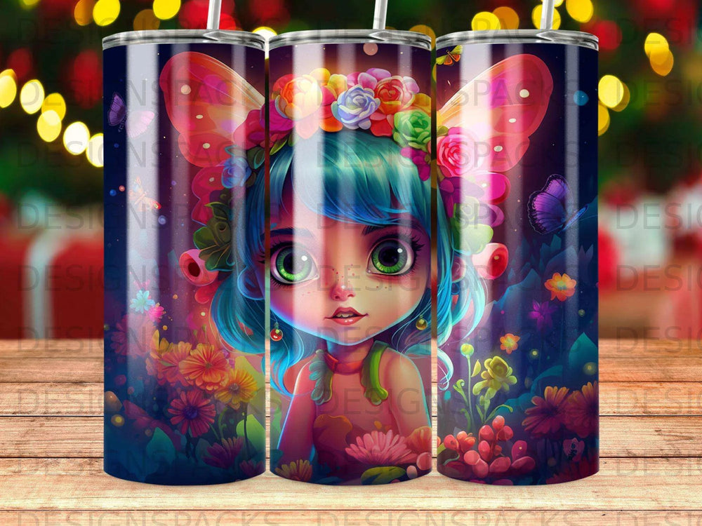 Enchanted Bloom Fairy Tumbler Digital Wrap Design