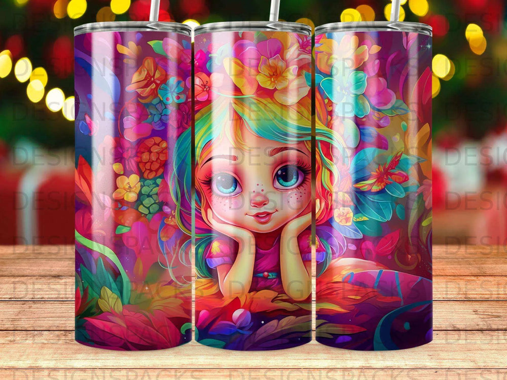 Enchanted Bloom Girl Tumbler Digital Wrap Design