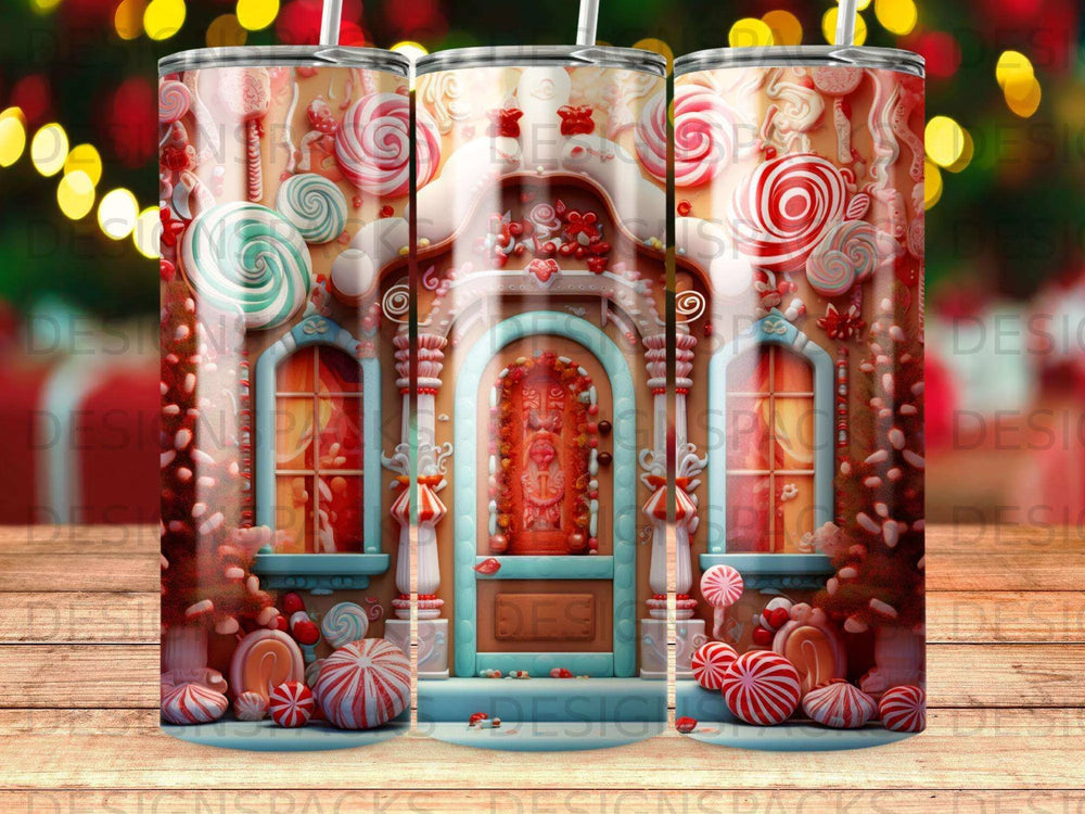 Enchanted Candy House Tumbler Digital Wrap Design