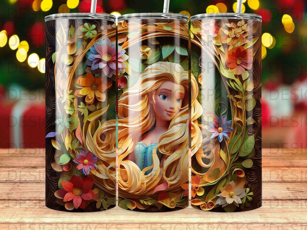 Enchanted Forest Princess Tumbler Digital Wrap Design