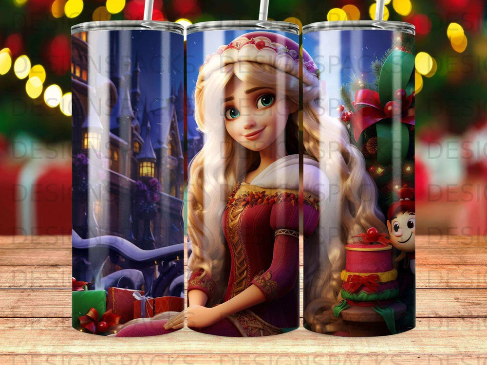 Enchanted Princess Holiday Tumbler Digital Wrap Design