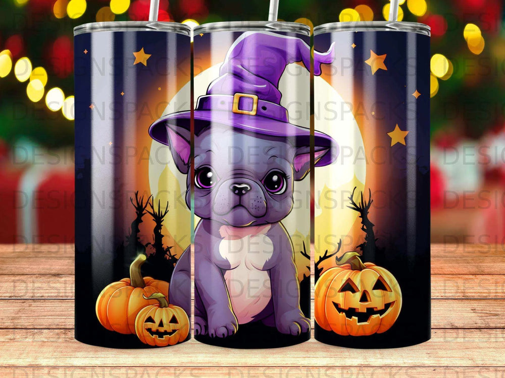 Enchanted Pup Halloween Tumbler Digital Wrap Design