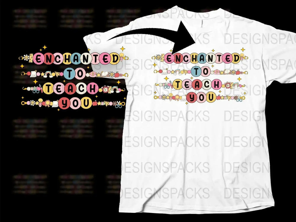 Teacher T-Shirt 'Enchanted to Teach You' Graphic Tee, Colorful Stars Design, Unisex School Apparel, Gift for Teachers