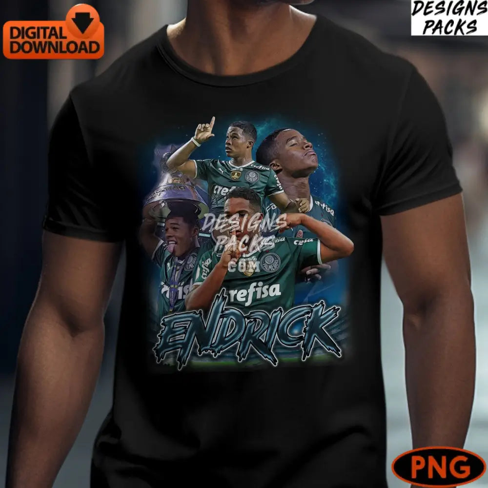 Endrick Football Star Digital Artwork Brazilian Soccer Player Png Instant Download Sports