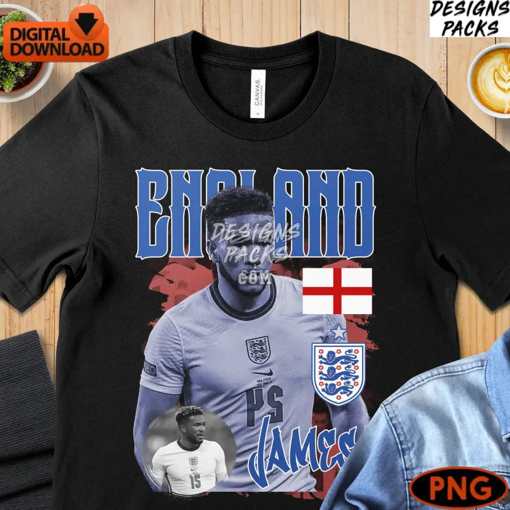 England Football Digital Download Reece James Fan Art Patriotic Soccer Png Instant File
