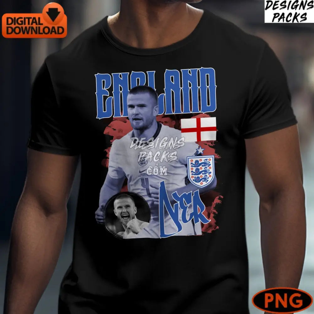 England Football Fan Art Digital Print Patriotic Soccer Instant Download Png