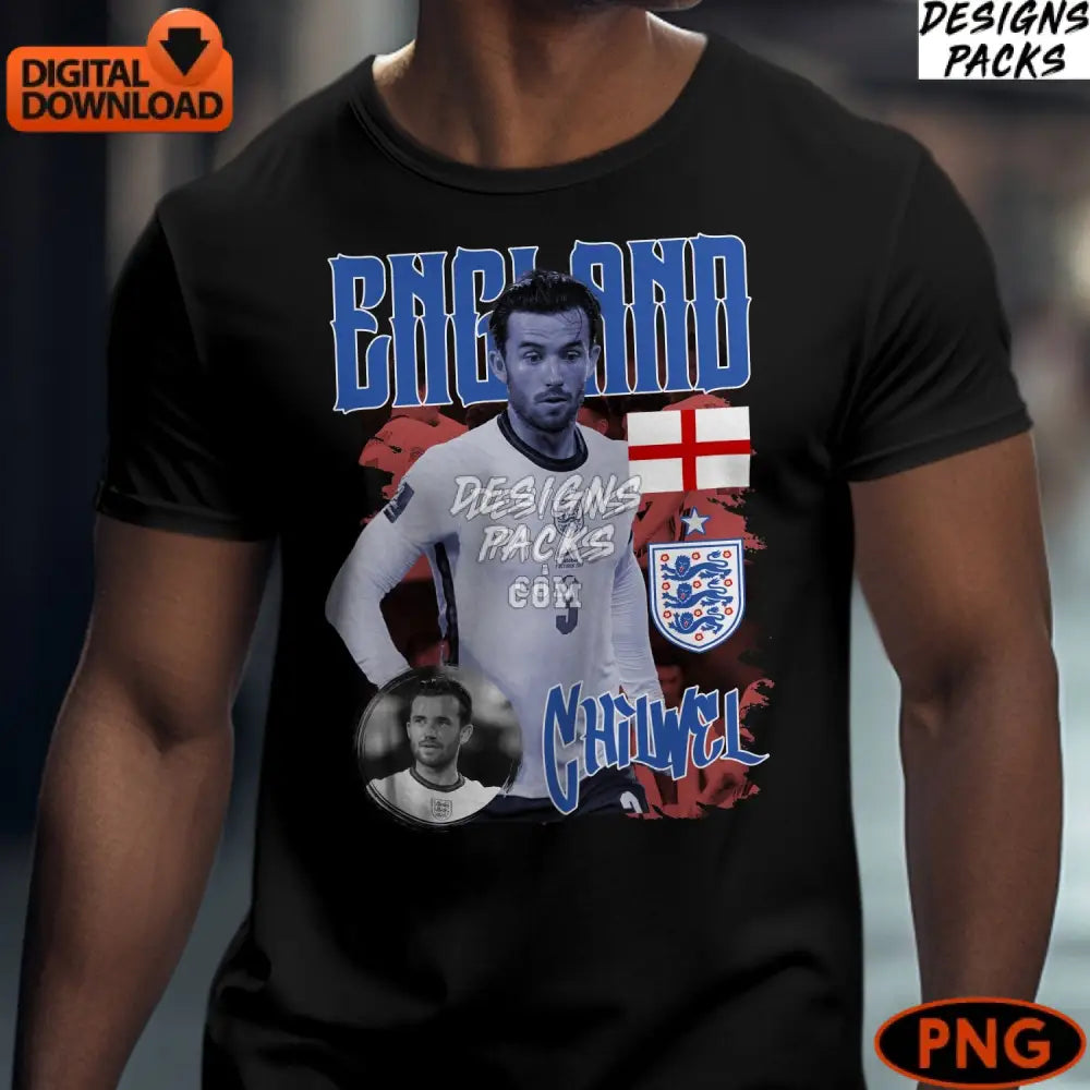 England Football Team Digital Art Soccer Player Png Instant Download Sport Patriotic Print