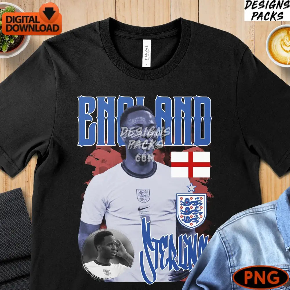 England Soccer Player Digital Art Instant Download Patriotic Football Png