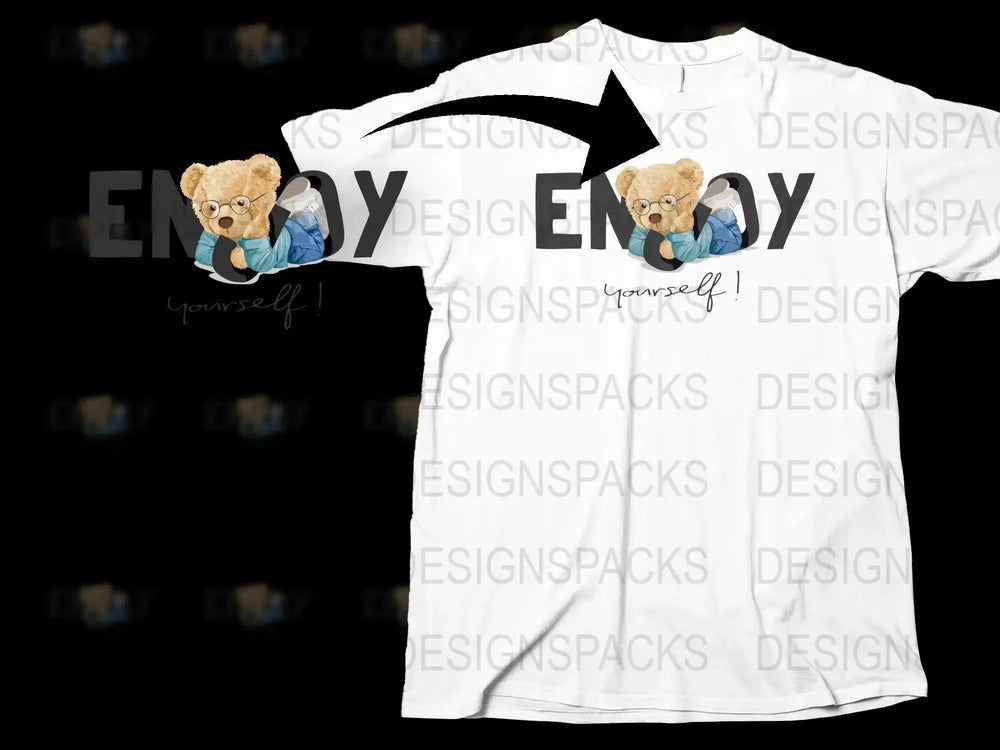 Enjoy Yourself Bear Graphic Printed Png Digital Download