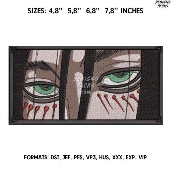 Eren Yeager Eyes Embroidery Design File / Attack on Titan Anime Embroidery Design/ Eren Jaeger Titan embroidery design