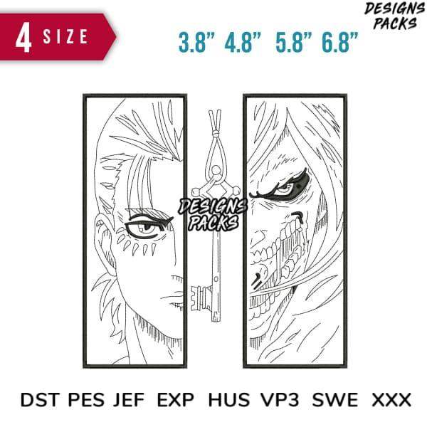 Anime-style embroidery designs with 4 sizes, print-ready formats for DTF, DTG, and tumbler wraps