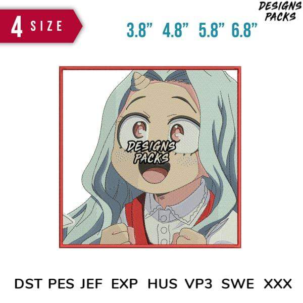Anime girl embroidery design in 4 sizes, DST PES JEF formats for instant download