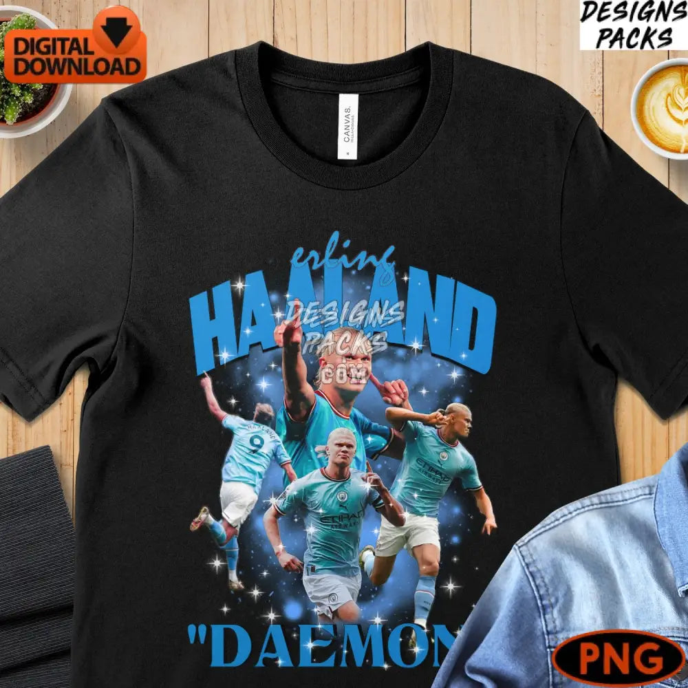Erling Haaland Digital Art Print Manchester City Football Star Instant Download Png File
