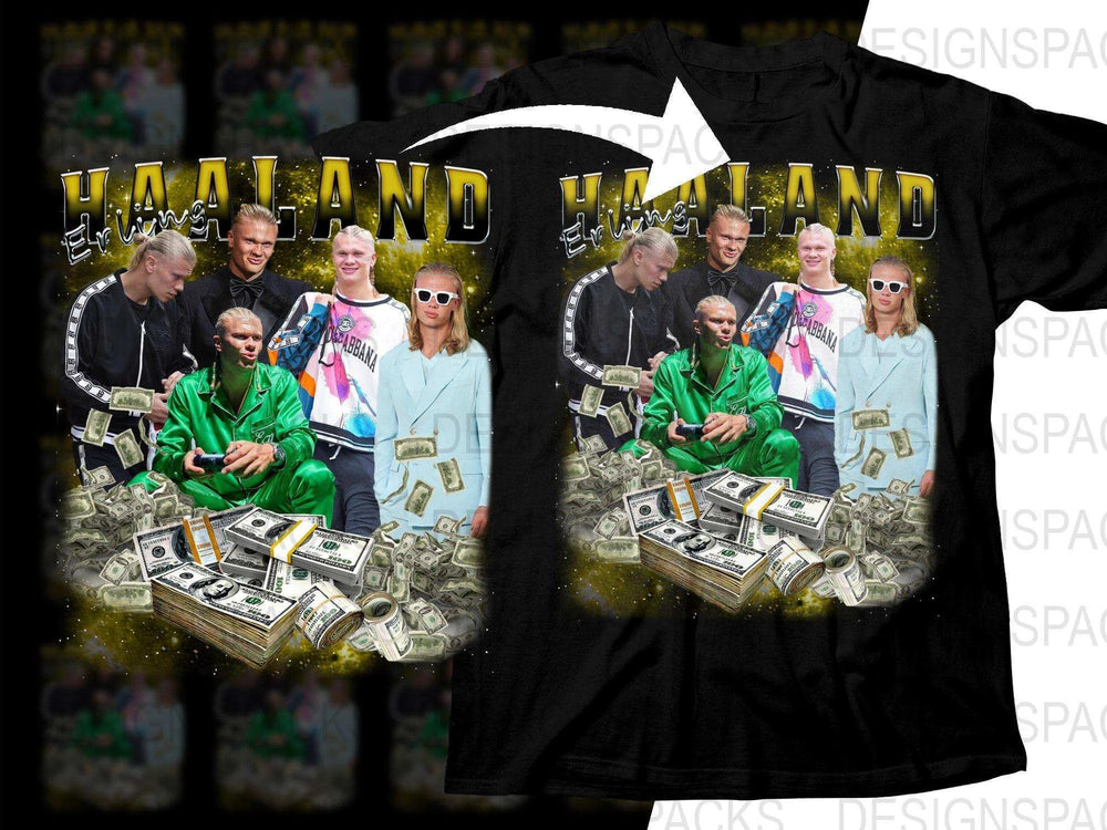 Erling Haaland Lifestyle Money Stack Bootleg Soccer Png Digital Download