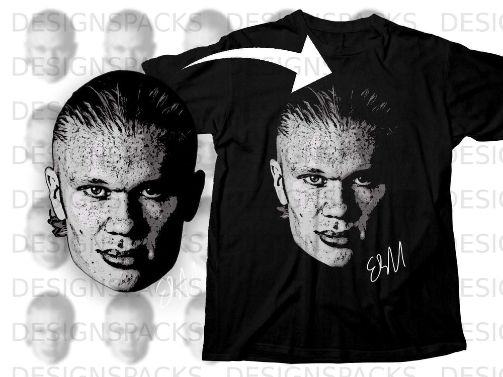 Striking Black Shirt with Detailed Monochrome Face Design