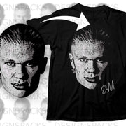 Striking Black Shirt with Detailed Monochrome Face Design