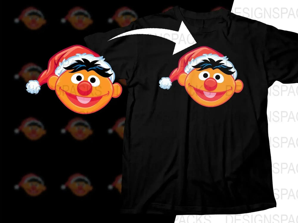 Ernie Wearing Santa Hat Christmas Themed Png Digital Download