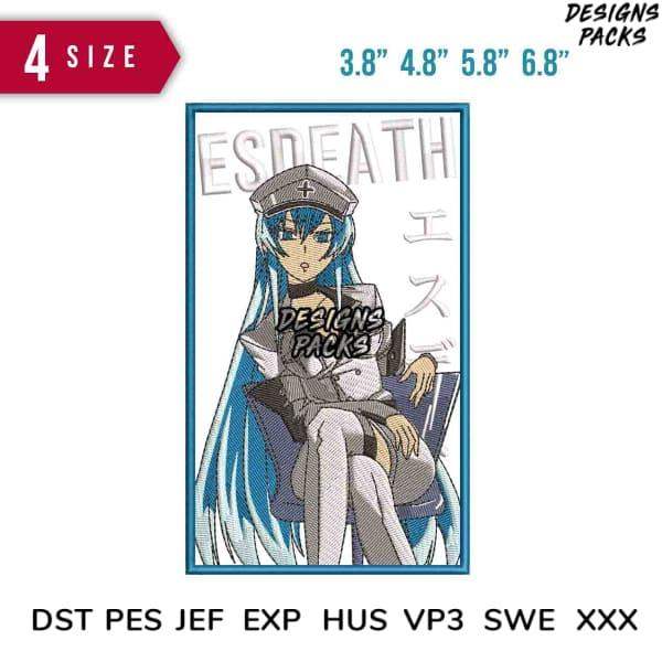 Anime girl embroidery design in 4 sizes, print-ready PES DST formats for DTG/DTF, instant download