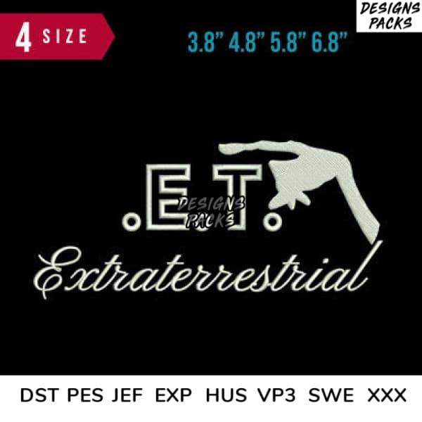 E.T. Extraterrestrial embroidery design in 4 sizes, PES DST JEF formats for instant download