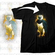 Black t-shirt featuring a striking harpy eagle graphic with yellow and blue accents.