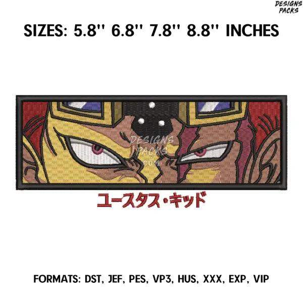Eustass Kid Embroidery Design File, One Piece Anime Embroidery Design, Machine embroidery, Anime Design Pes Brother