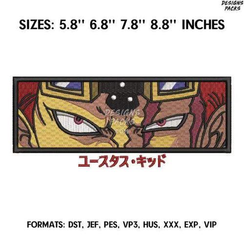 Eustass Kid Embroidery Design File, One Piece Anime Embroidery Design, Machine embroidery, Anime Design Pes Brother