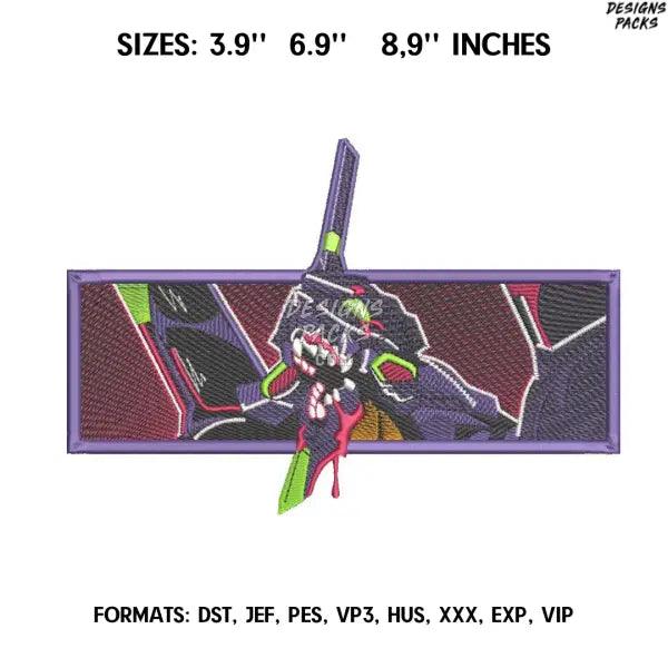 Evangelion Embroidery Design File/Anime Embroidery Design/Eva Unit 002 Embroidery Pattern/ Design Pes Dst Format