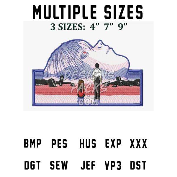 Embroidery design with woman silhouette, multiple sizes 4” 7” 9”, PES BMP HUS formats for instant download