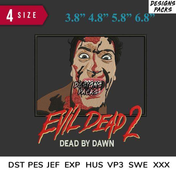 Evil Dead 2 Dead by Dawn embroidery design in 4 sizes, DST PES JEF formats for instant download