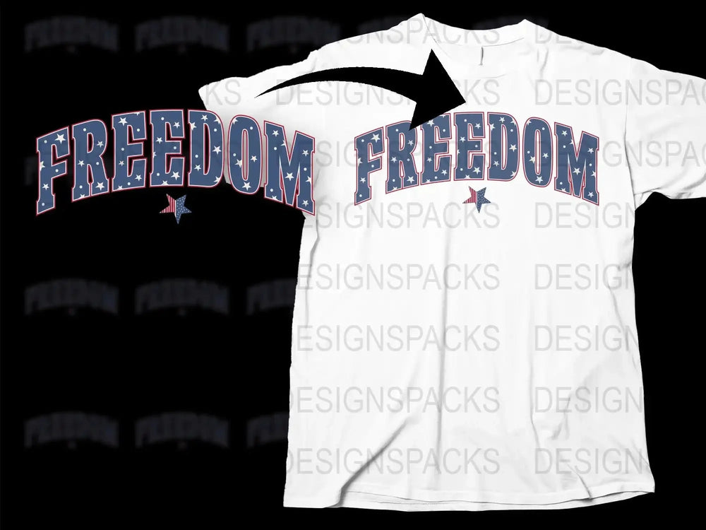 Patriotic Freedom T-Shirt, American Flag Inspired Design, Unisex White Tee, Star Detail
