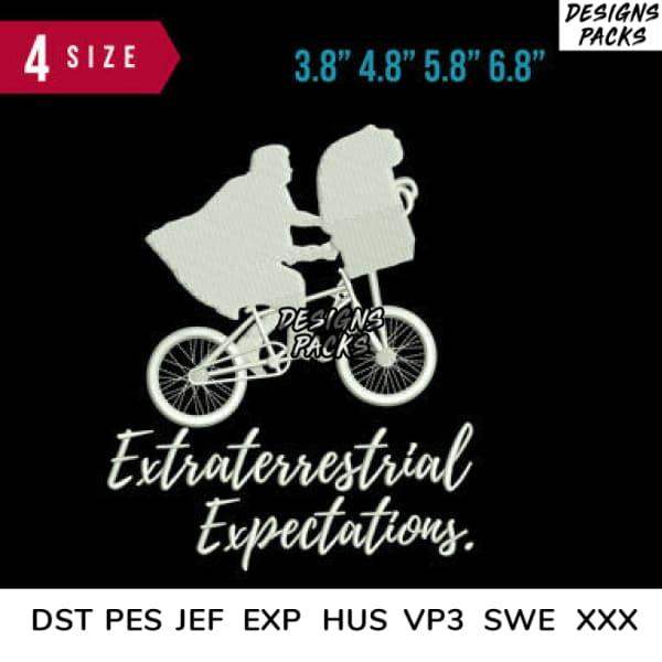 Extraterrestrial Expectations embroidery design with 4 sizes, print-ready formats
