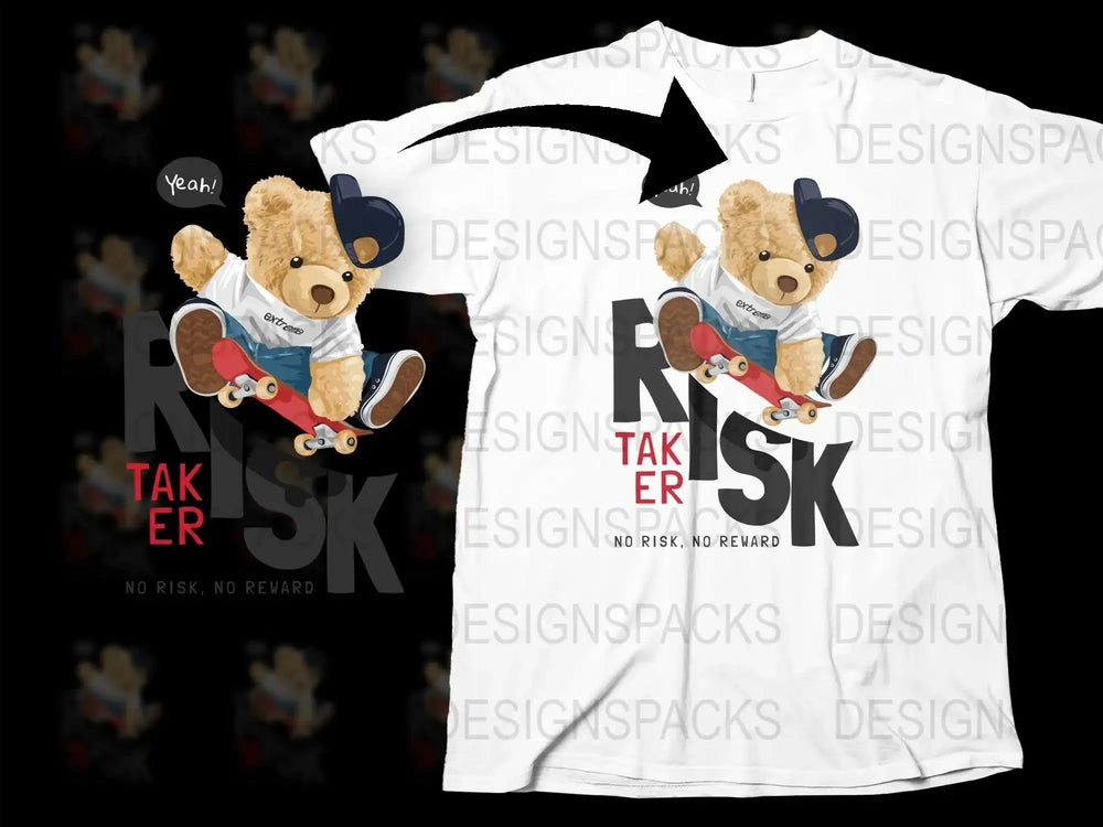 Extreme Skateboarding Teddy Bear Skater Graphic Png Digital Download