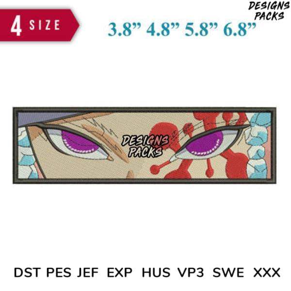 Anime eye embroidery design in 4 sizes, print-ready DST PES JEF formats for tumbler or apparel