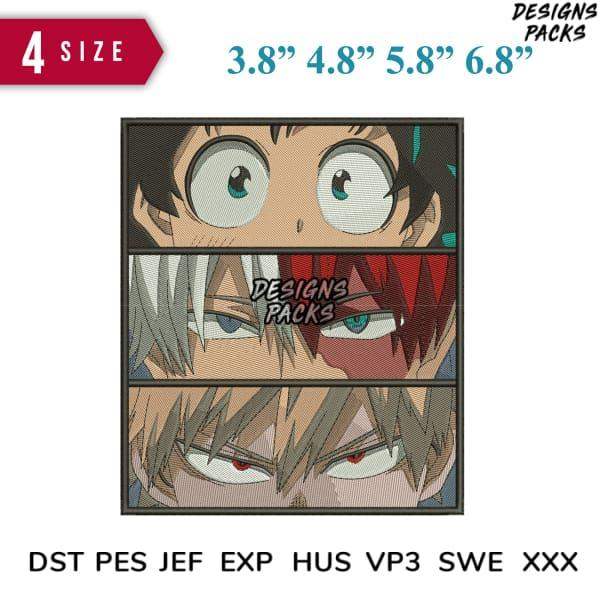 Anime character embroidery design in 4 sizes, DTF/DTG ready, PES/DST formats for instant download