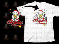 Christmas T-Shirt with Cartoon Duck, Festive Holiday Apparel, Snowy Graphics, Unisex Tee