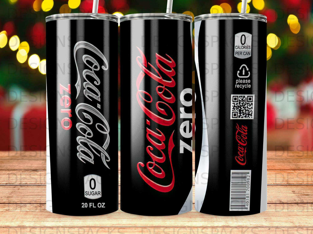 Coca-Cola Zero Sugar 20 fl oz can with nutrition and recycling information.