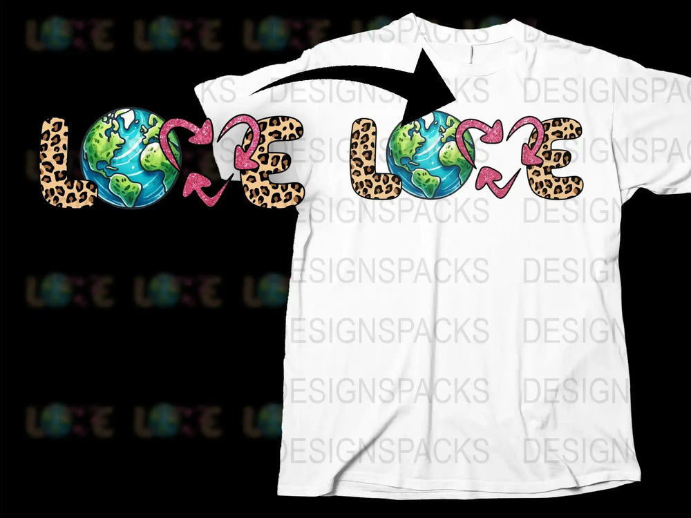 Unisex Love Earth Leopard Print Graphic Tee, Eco-Friendly Statement T-Shirt, Earth Day Casual Top