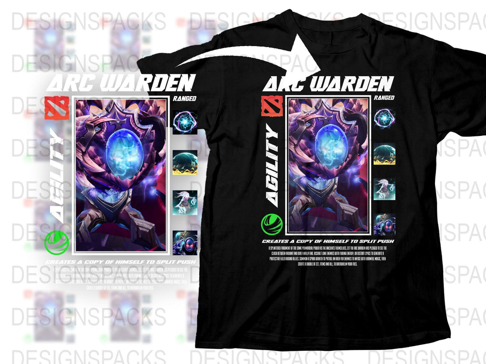 Arc Warden Dota 2 Hero T-Shirt, Agility Role Gamer Tee, Geeky Apparel, Video Game Clothing, Gift for Gamers